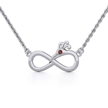 Infinity Peacock Silver Necklace with Gemstone TNC487 - Jewelry